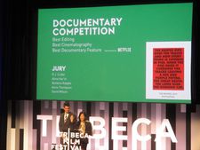 Barbara Kopple announces with David Wilson the Tribeca Film Festival Documentary Awards all won by Bobbi Jene